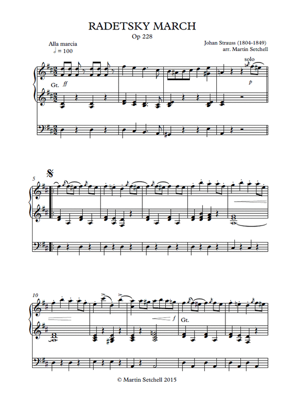 Radetsky March score for organ